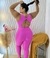 Top + Calça Plus Size cintura alta básico aveludado compressão Rosa Barbie - Lolla Fitness Club