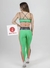 Calça + top - Tricolor Iza cintura alta básico aveludado de compressão - Cinza + pêssego + maçã verde - Lolla Fitness Club