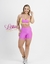 Top + Short Tricolor cintura alta básico aveludado compressão - hot pink + lima - Lolla Fitness Club