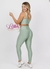 Calça e Top - aveludado de compressão - cintura alta empina bumbum - Sálvia - Lolla Fitness Club