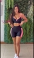 Imagem do Top + Short cintura alta básico recortes aveludado compressão vermelho e preto