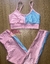 Top + calça Bicolor cintura alta básico aveludado compressão - Rosa quartz + águas marinhas na internet