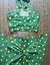 Top + calça - cintura alta empina poliamida - poá verde e amarelo top x