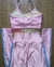 Top + calça Bicolor cintura alta básico aveludado compressão - Rosa quartz + águas marinhas - loja online