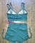 Top + Short cross cintura alta poliamida corações verde - Lolla Fitness Club