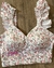 Imagem do Cropped Corset com bojo e aro - estampa floral branco