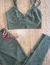 Top + calça - cintura alta empina - textura tranças verde militar - loja online