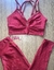 Calça e top - aveludado de compressão - cintura alta básico- Vermelho top Lara - Lolla Fitness Club