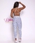 Calça e top - poliamida - cintura alta básico - poá azul fundo branco na internet