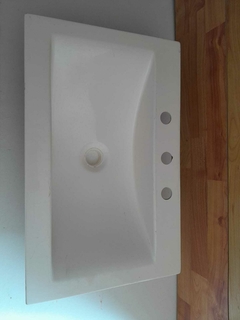 BA5. Bacha de losa Marmolina Semiencastre. 3 Perforaciones. Color Blanco - comprar online