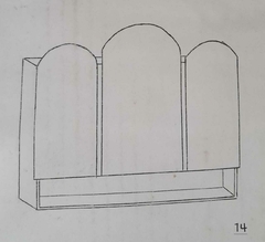 B9. Botiquín tríptico Europlac capilla. 3 puertas espejo. 2 estantes. Laqueado Blanco