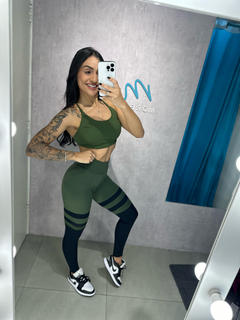 Legging verde militar faixa