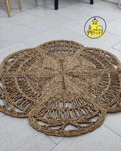 alfombra de yute forma de flor - comprar online