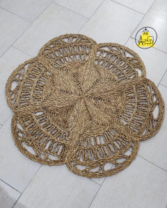 alfombra de yute forma de flor