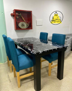 4 sillas + mesa SIMIL MARMOL (fija) - comprar online