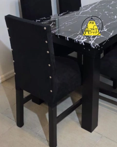 6 sillas LISAS + mesa SIMIL MARMOL - comprar online
