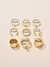 9 piezas Anillo con diseño de diamante de imitación en internet
