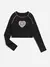 Camiseta mangalarga con bordado de corazón con puntada