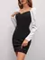 Vestido ajustado de color combinado escote corazón - tienda en línea