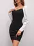 Vestido ajustado de color combinado escote corazón - Nivalo Store