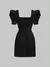 Vestido de cuello cuadrado de manga farol jacquard en internet