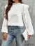 Blusa jacquard ribete con fruncido de manga farol - tienda en línea