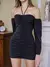 Vestido Fruncido Negro - comprar en línea