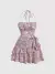 Vestido halter con estampado floral rosa