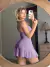 Vestido de cuello halter con dobladillo de encaje en capas y en unicolor - Nivalo Store