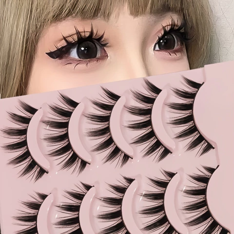 Juego de 5 Pares de Pestañas Postizas Anime Manga – Volumen Natural y Espeso | Curvatura C/D | Estilo Muñeca y Ojo de Gato para Maquillaje, Cosplay y