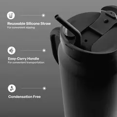 Taza de viaje con lavabo de acero inoxidable TAL con pajita de silicona, 30 oz - comprar en línea