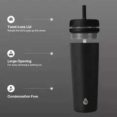 TAL Stainless Steel Rowan Tumbler with Silicone Straw 24 fl oz, Black - El Bro - Tienda Articulos Cristianos