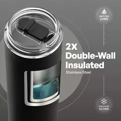 TAL Stainless Steel Rowan Tumbler with Straw 24 fl oz, Black, 1 each Double-Wall Insulation: Keeps drinks cold for up to 48 hours and stays condensati - El Bro - Tienda Articulos Cristianos