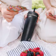 TAL Stainless Steel Rowan Tumbler with Silicone Straw 24 fl oz, Black