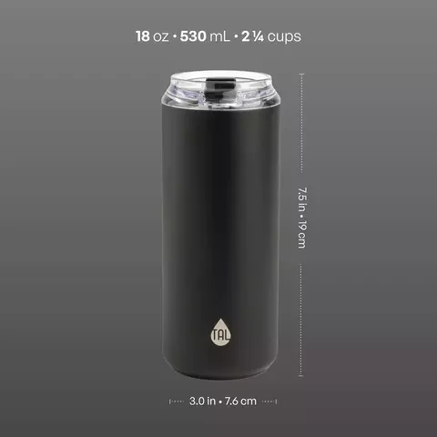 TAL Stainless Steel Rowan Tumbler with Straw 24 fl oz, Black, 1 each Double-Wall Insulation: Keeps drinks cold for up to 48 hours and stays condensati