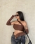 Cropped Bia Marrom + Mangas