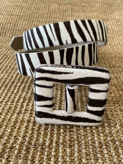 Cinto couro animal print (zebra)