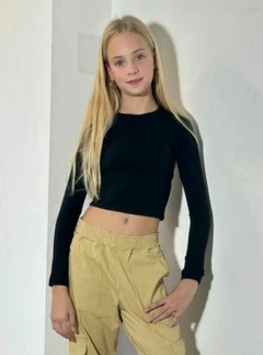 Top básico m/l cuello redondo (Blanco - Negro) | SOCIPPO - comprar online