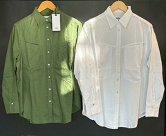 Camisa dama 2 bolsillos (Verde - Blanco) | NASA