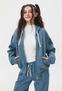 Imagen de Campera Lily (Gris melange - Azul) | BUDDIES