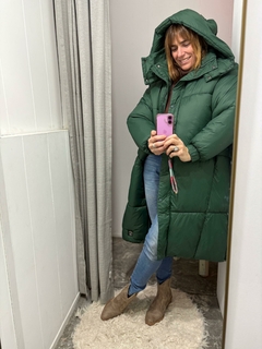 Campera canelón con capucha (Chocolate - Verde) | NASA - tienda online