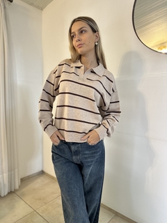Sweater beige rayado - comprar online