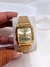 Relógio Linha Premium - Casio analógico e digital quadrado, fundo dourado corrente dourada