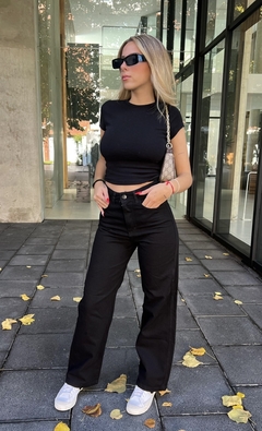 Wide leg negro liso - comprar online