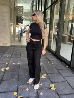 Wide leg negro liso