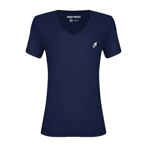 Camiseta feminina decote V Beach Sports Mormaii Azul Marinho