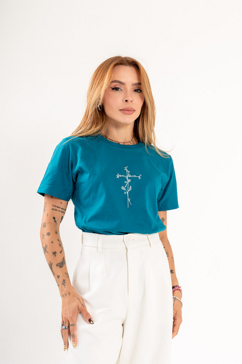 T- Shirt Cruz e flores