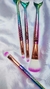 Kit 4 Pinceis Maquiagem Sereia + Estojo Pinc4 Colorido - Refúgio Makes