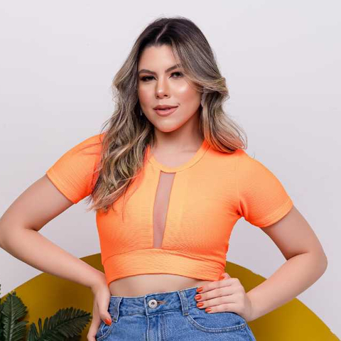 Cropped Justo Com Tule Frontal