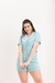 Pijama Americano Feminino em Crepe - Azul Turquesa